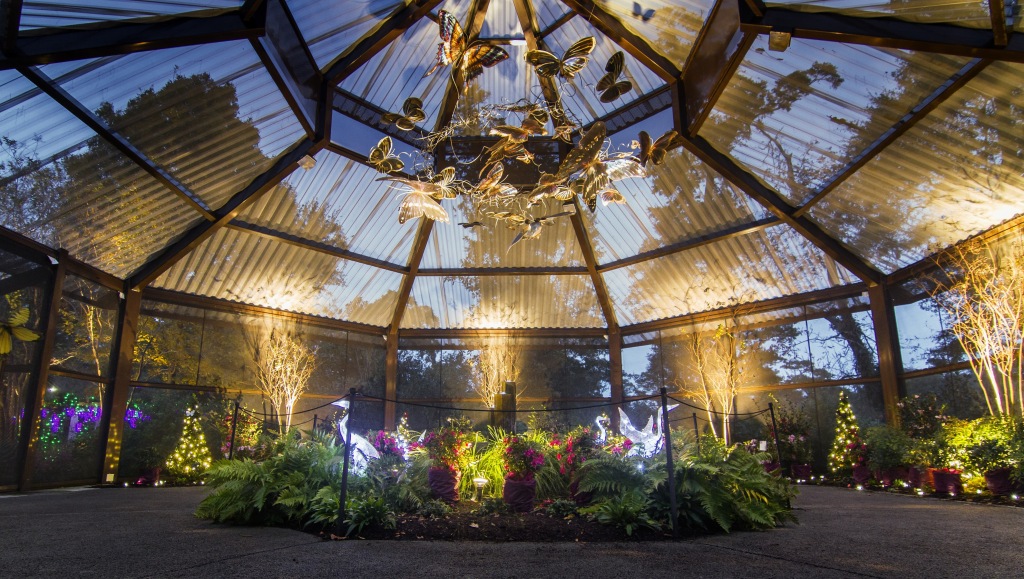 Airlie Gardens' Butterfly House, decorated for Enchanted Airlie